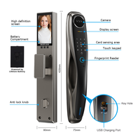 Serrures de porte intelligentes TYSH pour porte d'entrée, caméra faciale 3D, serrure intelligente extérieure, armoire numérique, serrure de porte intelligente Tuya à empreinte digitale, mortaise 6085