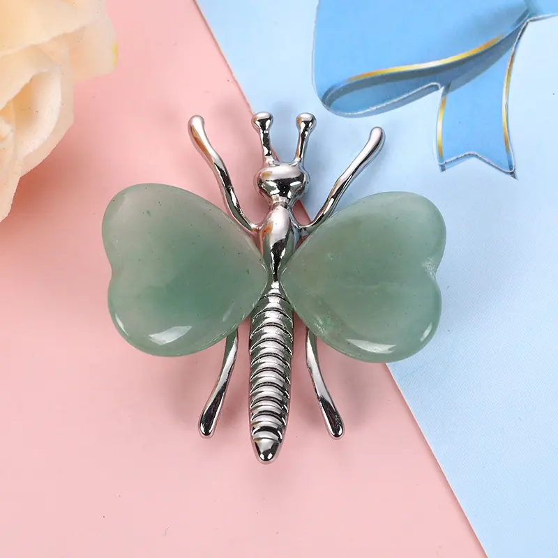 자연 치유 보석 크리스탈 심장 나비 모델 조각 공예 크리스탈 나비 홈 장식