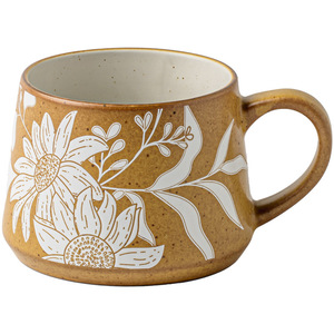 Tazza da Caffè in Ceramica Dipinta a Mano con Motivi Floreali Classici, Regalo per Casa e Ufficio, per Latte, Tè e Colazione - Product Image 6