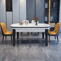 Table à manger moderne et simple en pierre frittée, convertible, extensible, rétractable, petite, pour maison, ferme, hôtel, atelier