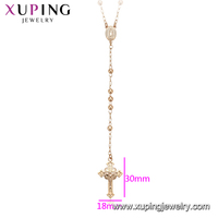 Collier pendentif long en chaîne avec chapelet de style religieux Xuping Fashion, plaqué or 18 carats, couleur or