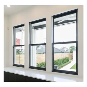 Harga pabrik jendela aluminium kualitas terbaik gaya Amerika jendela gantung tunggal dan ganda kaca Tempered ganda