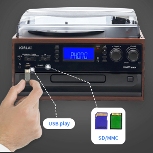 Giradischi Retrò con USB, SD, <span class=keywords><strong>Radio</strong></span> AM/FM, Lettore CD e Altoparlanti - Prezzo di Fabbrica - Product Image 4
