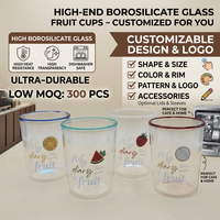 Fruitprint glazen beker tumbler fabrikant groothandel OEM watermeloen sinaasappel aardbei drakenvrucht sap gekleurd borosilicaat