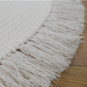 Alfombra Redonda Trenzada de <span class=keywords><strong>Dos</strong></span> Lados, Tejido Plano, de <span class=keywords><strong>Lana</strong></span>, <span class=keywords><strong>con</strong></span> Borlas, Venta al Por Mayor - Product Image 5