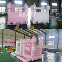 Château gonflable blanc petit et abordable avec fosse à balles, château gonflable pastel pour tout-petits, fête de mariage en intérieur, gonflables