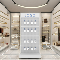 Boutique de boucle d'oreille au détail conception de logo personnalisé métal grande carte blanche bijoux présentoir pour accessoire de téléphone