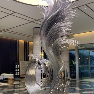 현대적인 야외 금속 추상 조각 대형 스테인리스 정원 장식품 광장 상점 쇼핑몰용 높은 예술적 가치 - Product Image 5