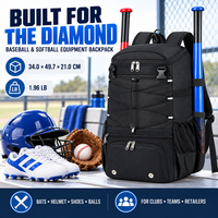Sac à dos personnalisé OEM pour équipement de baseball avec support pour casque, sangles pour batte et compartiment à chaussures pour équipes et détaillants sportifs