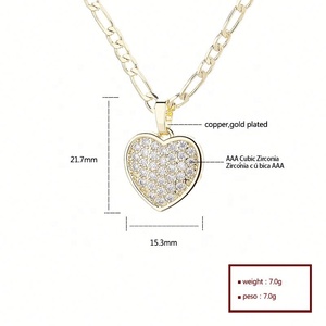 Collar con Colgante de Corazón de Latón Chapado en Oro de 18K con Circonita Cúbica Blanca Aaa, Joyería de Moda al por Mayor para Mujer - Product Image 6