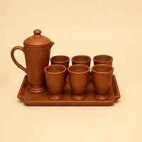 Cangkir Bir Tanah Liat Terakota Buatan Tangan Dekoratif, Mug Tembikar Alami, Pot Tembikar Tradisional India, Cangkir Minum untuk Bir