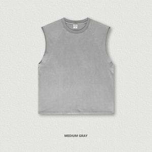 Chaleco sin mangas de 275G con efecto desgastado y bordes sueltos, estilo vintage americano, para primavera y verano - Product Image 6