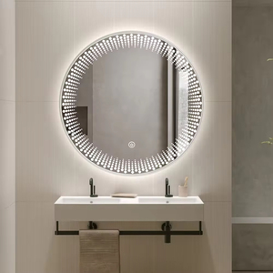 Luxury Modern Round <b>LED</b> <b>Lighted</b> IP44 <b>Bathroom</b> <b>Mirror</b> Front Backlit Silver HD Adjustable Dimmable for Salon Apartment Villa Use - Product Image 1