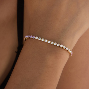 Bracelet tennis en acier inoxydable 316L Novirassine, bracelet empilable en cristal <span class=keywords><strong>dégradé</strong></span>, cadeau de bijoux de luxe pour anniversaire pour femmes - Product Image 4