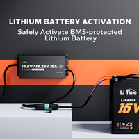 Chargeur de batterie au lithium LiFePO4 étanche LiTime Professional 12V/16V avec indicateur LED 10A, câble d'entrée 78,7 pouces, câble de sortie 57 pouces