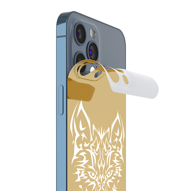 PMMA Golden Mobile Phone Skin Sticker for Iphone 17 16 15 14 13 12 Pro Max Lens Screen Protector Gold Back Full Sticker Film