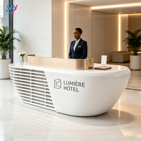 Moderno Mostrador de Recepción de Fibra de Vidrio Personalizado, Color Brillante, Curvo, Duradero y Ecológico, para Apartamentos, Hogares, Hoteles y Comedores