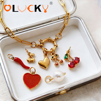 Fabricant de bijoux personnalisés LUCKYJIU, chaîne en acier inoxydable plaqué or 18 carats, étanche, chaîne en forme de trombone, breloques DIY avec fermoir marin