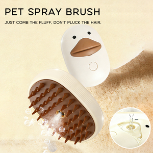 New Arrival USB Chargeable Electric Pet Steam Brush Eco-Friendly Cat and <b>Dog</b> Grooming Comb Duck Pet Hair Remover - Product Image 4