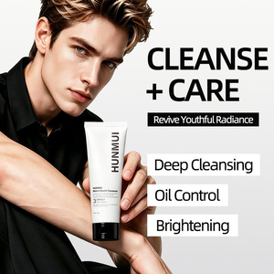 HUNMUI Limpiador facial para hombres, espuma de carbón, limpieza profunda, control de grasa, iluminador para pieles grasas - Product Image 1