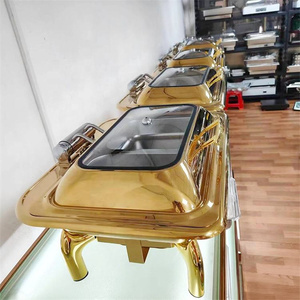 Scaldavivande Arabo 9L Argento/Oro con Bruciatori per Buffet, Scaldavivande di Lusso in Acciaio Inossidabile per Catering - Product Image 1