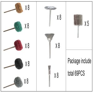 Lot de 69 mini-brosses abrasives avec tige de 3 mm, roues de polissage en acier pour outils de perçage et ébavurage - Product Image 4