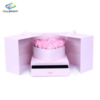 Boîte à fleurs personnalisée de luxe faite à la main pour la Saint-Valentin Cube rose sèche boîte-cadeau intérieur de tiroir en carton Cube papier gaufrage impression