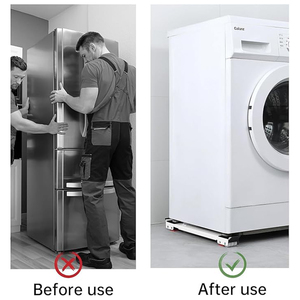<span class=keywords><strong>Support</strong></span> Universel à 4 Roues Socle Réglable pour Lave-Linge et Sèche-Linge Base Mobile en Inox pour Mini Réfrigérateur - Product Image 5