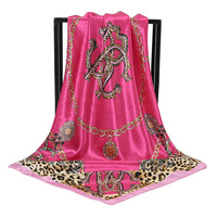 Bandeau imprimé léopard pour femme Turban personnalisé Hijab 900*90cm foulard carré Hijabs bandana en satin de soie pour femme