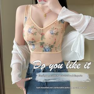 <span class=keywords><strong>Reggiseno</strong></span> Floreale da Donna Grande, Sottile e Leggero, Comodo, Senza Ferretto, a Gilet, in Pizzo Lavorato a Maglia, Coppe 3/4, Traspirante, per Tutti i Giorni, con Schiena a U - Product Image 2