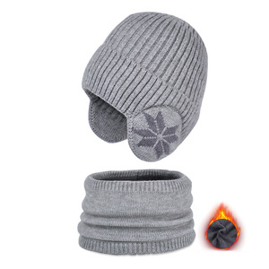 Chapeau pour enfants ensemble d'écharpe <span class=keywords><strong>en</strong></span> polaire d'hiver <span class=keywords><strong>bonnet</strong></span> tricoté chapeau de protection des oreilles chaud pour garçons - Product Image 5