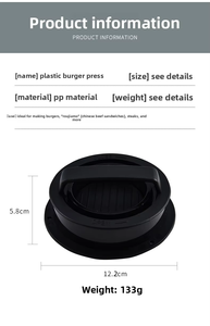 Ustensile de cuisine en plastique, <span class=keywords><strong>moule</strong></span> rond <span class=keywords><strong>pour</strong></span> hamburger, presse à <span class=keywords><strong>viande</strong></span> manuelle, machine à faire des burgers, presse à hamburgers <span class=keywords><strong>pour</strong></span> barbecue - Product Image 3