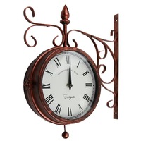 Horloge murale ronde mécanique rétro de style européen, créative, pour salon, en fer, artisanat domestique, personnalisable