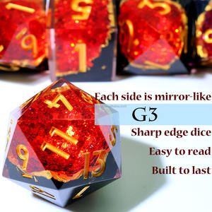 مجموعة نرد الجيود الأحمر المذهل RPG ، نرد DND الراتينج اليدوي الفريد للنزانات والألعاب اللوحية والتنين - Product Image 4