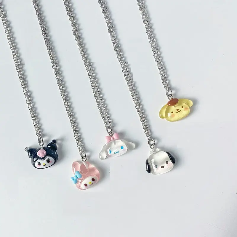 Collar con cuentas de perlas de cristal Rosa Mori coreano para niñas, bonito lazo de flores, colgante de My Cinnamoroll con Perro, gargantilla de Melody, superventas