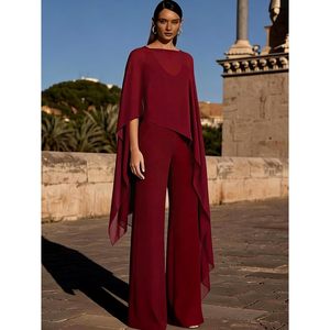 VOIKERDR Combinaison ample à taille haute pour femme, tissu transparent, drapé, tenue de soirée, 100% polyester - Product Image 2