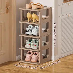 Modern PP Plastic Foldable Multi-Layer Shoe Rack Storage Cabinet Stackable and Display Style for Kitchen and Home Storage