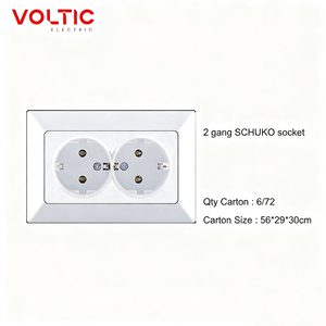 Tomada de Parede Moderna Padrão Europeu, Cor Branca, 2 Saídas, com Aterramento, Tipo <span class=keywords><strong>SCHUKO</strong></span> - Product Image 1