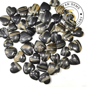 Cabochon en calcite zébrée en forme de cœur, semi-précieuse, haute qualité, 20-55mm, formes variées, pierres brutes pour la fabrication de bijoux - Product Image 3