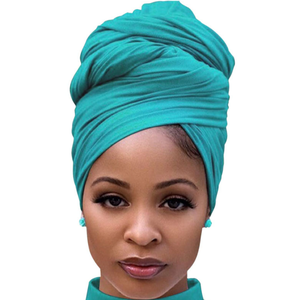 Copricapo in maglia con turbante in Jersey elasticizzato per capelli sciarpa tinta unita Extra morbida lunga fascia per la testa traspirante per donna - Product Image 2