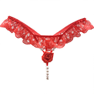 <span class=keywords><strong>Perizoma</strong></span> Floreale <span class=keywords><strong>in</strong></span> Pizzo con Perline Stile Europeo e Americano, Sexy e Trasparente, Temptation Rose, Intimo Femminile - Product Image 1