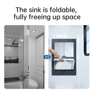 Lavello Pieghevole in Plastica Acrilica per Roulotte, <span class=keywords><strong>Camper</strong></span> <span class=keywords><strong>e</strong></span> Rimorchi con Soffione Doccia <span class=keywords><strong>e</strong></span> Specchio per Bagno Y441S - Product Image 4