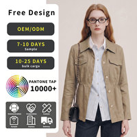 Veste à cordon de serrage à revers brodés de style rétro français pour femme, avec un haut à manches longues amincissant et polyvalent
