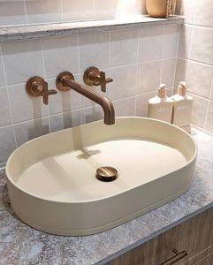 Modern Shallow Oval Concrete Washbasin Smooth Grey Cement Vessel Sink Above Counter Bathroom Lavabo Vietnam Manufacturer - Product Image 5