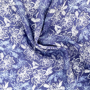 Échantillon gratuit 100% rayonne cuivre coin grille Dobby fleur bleu impression numérique Voile tissu pour femmes robe pour filles vêtements - Product Image 4