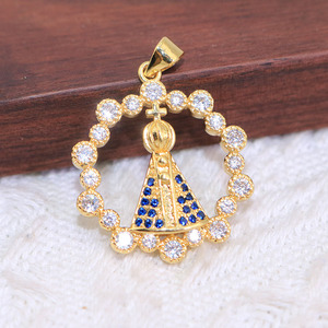 CZ8628 18k Gold Plated CZ Virgin Mary Virgen <strong>De</strong> La Caridad Del Cobre Our Lady of Charity Pendants Religious <strong>Jewelry</strong> <strong>Supplies</strong> - Product Image 3