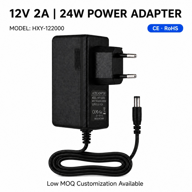 12V 2A Power Adapter 24W Wall AC DC Power Supply CE FCC for LED CCTV Security Camera Router Monitor