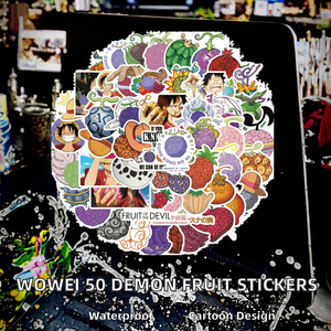 WOWEI 50 autocollants en vinyle PVC imperméables à l'eau, motif dessin animé, pour téléphone portable, ordinateur portable, tasse, carte, avec design <span class=keywords><strong>Fruit</strong></span> du Démon - Product Image 2