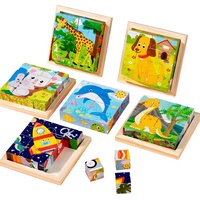 Set Mainan Kartun Montessori Plastik Tahan Air untuk Anak-anak, Blok Bangunan Edukatif, Permainan Puzzle untuk Usia 14+