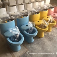 Kloset Anak Satu Bagian Keramik Berlapis Warna Tahan Suhu Tinggi, Dudukan Kloset Anak Modern, Kloset Anak Model Lantai dengan Sistem Dual-Flush